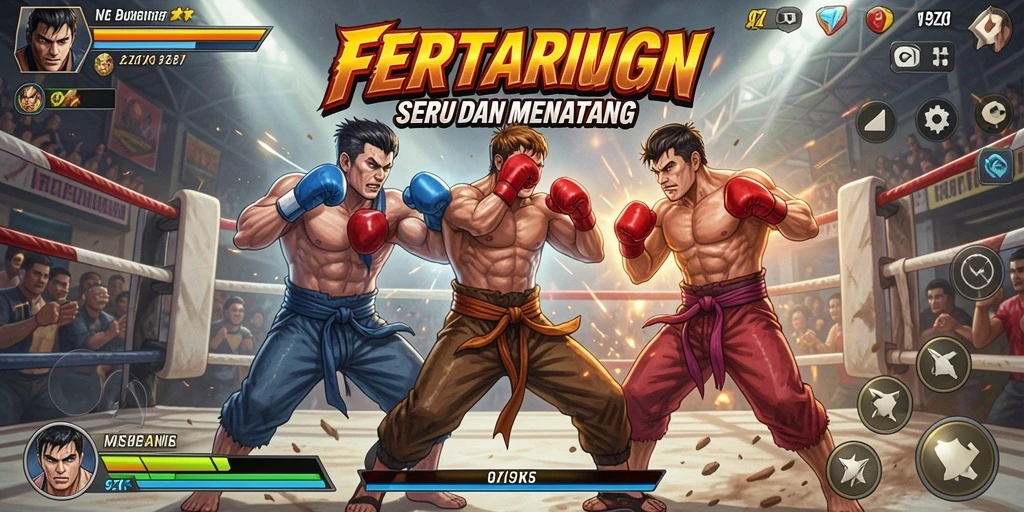 Screenshot gameplay 9ZK menampilkan pertarungan intens antar karakter.