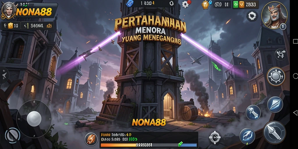 Tangkapan layar NONA88 menunjukkan aksi menara dalam pertahanan tower yang mendebarkan.