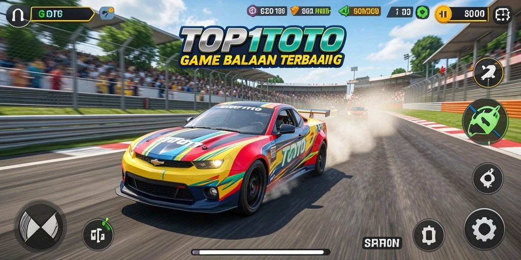 Screenshot gameplay <strong>TOP1TOTO</strong> menampilkan aksi balapan yang mendebarkan dan grafis yang menawan.